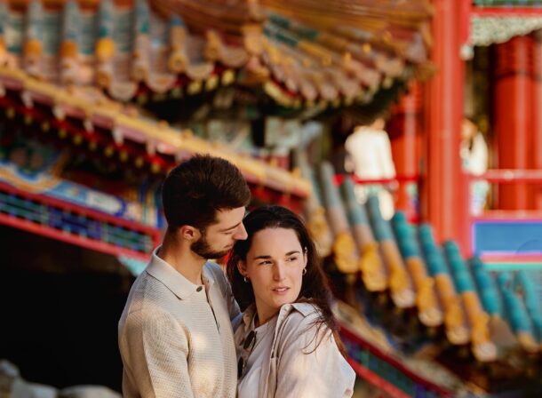 Summer palace couple engagement shooting