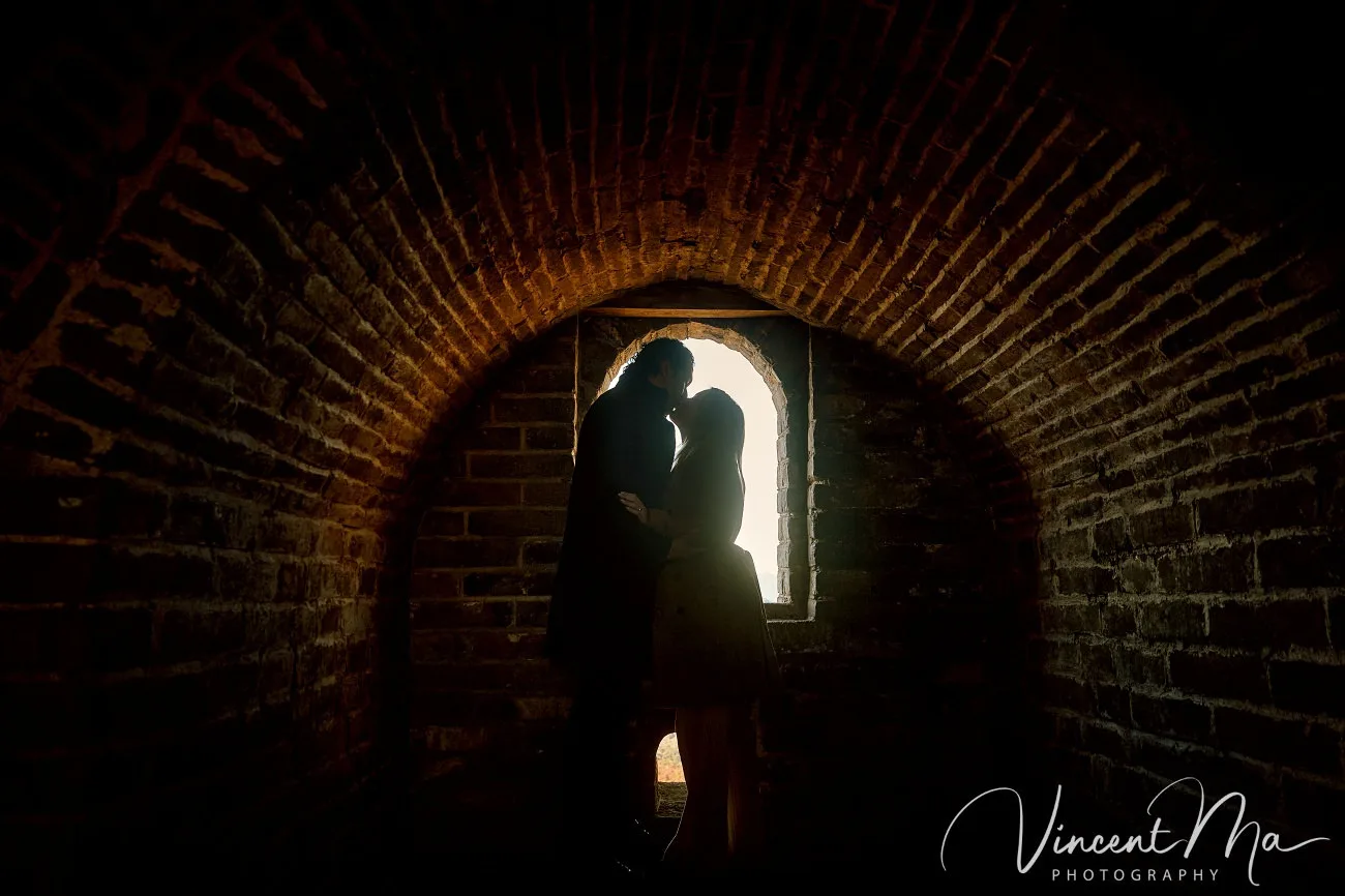 Surprise marriage proposal engagement shooting on Mutianyu Great Wall with ancient bricks and autumn leaves in background.Beijing photoshoot-Beijing photographer.Beijing photoshoot-Beijing photographer