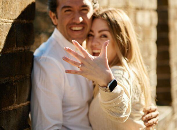 couple engagement photoshoot in Beijing with ancient wall background