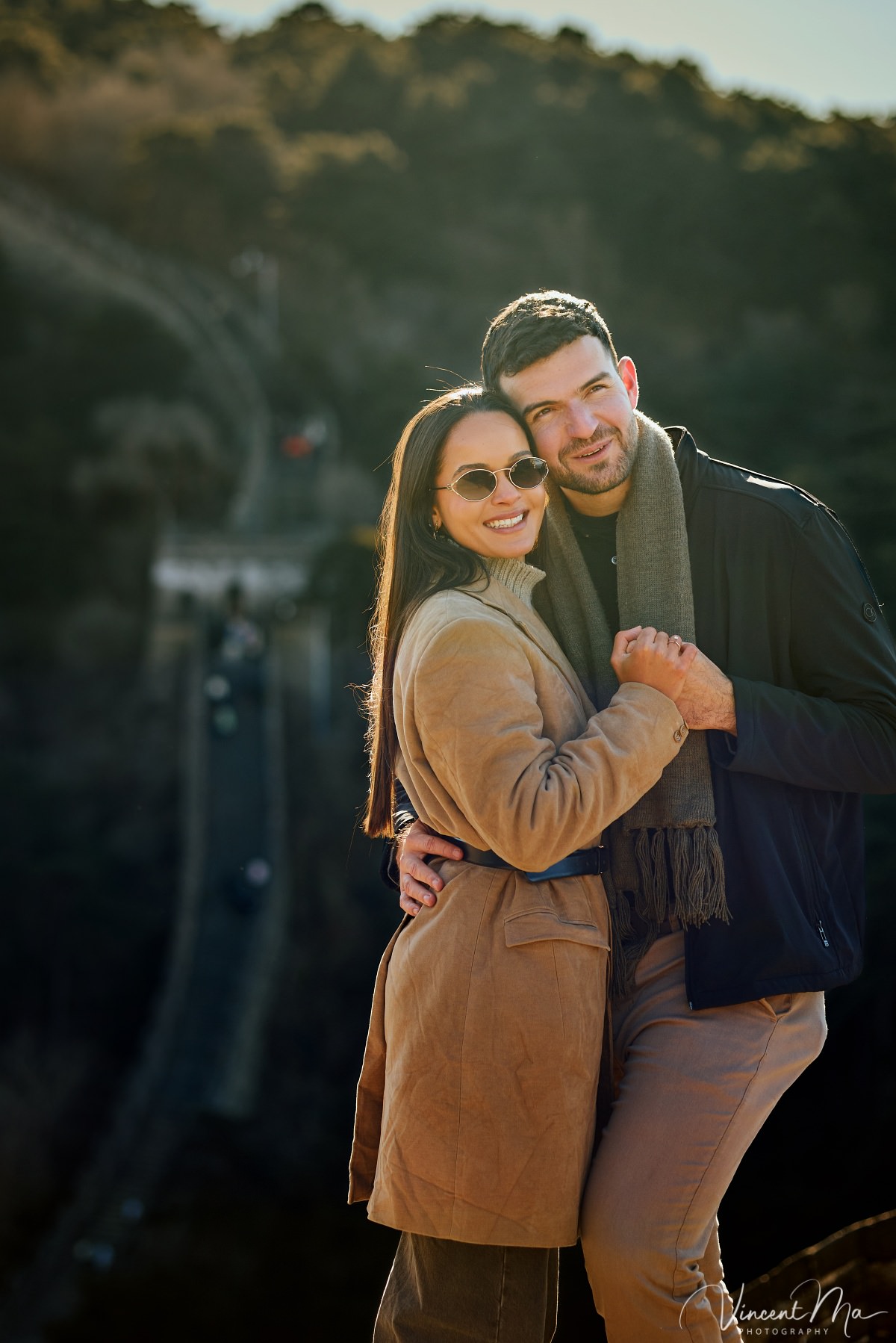 Couple celebrating Mutianyu Great Wall Proposal 2026 at Watchtower 6