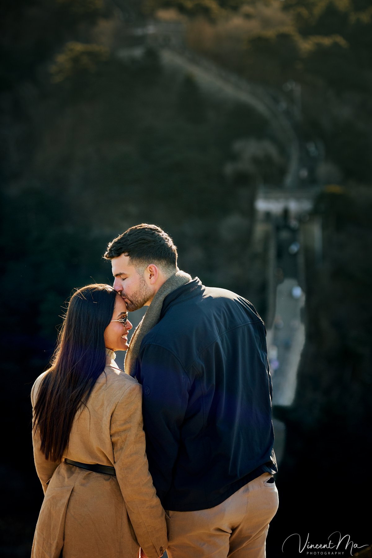 Couple celebrating Mutianyu Great Wall Proposal 2026 at Watchtower 6