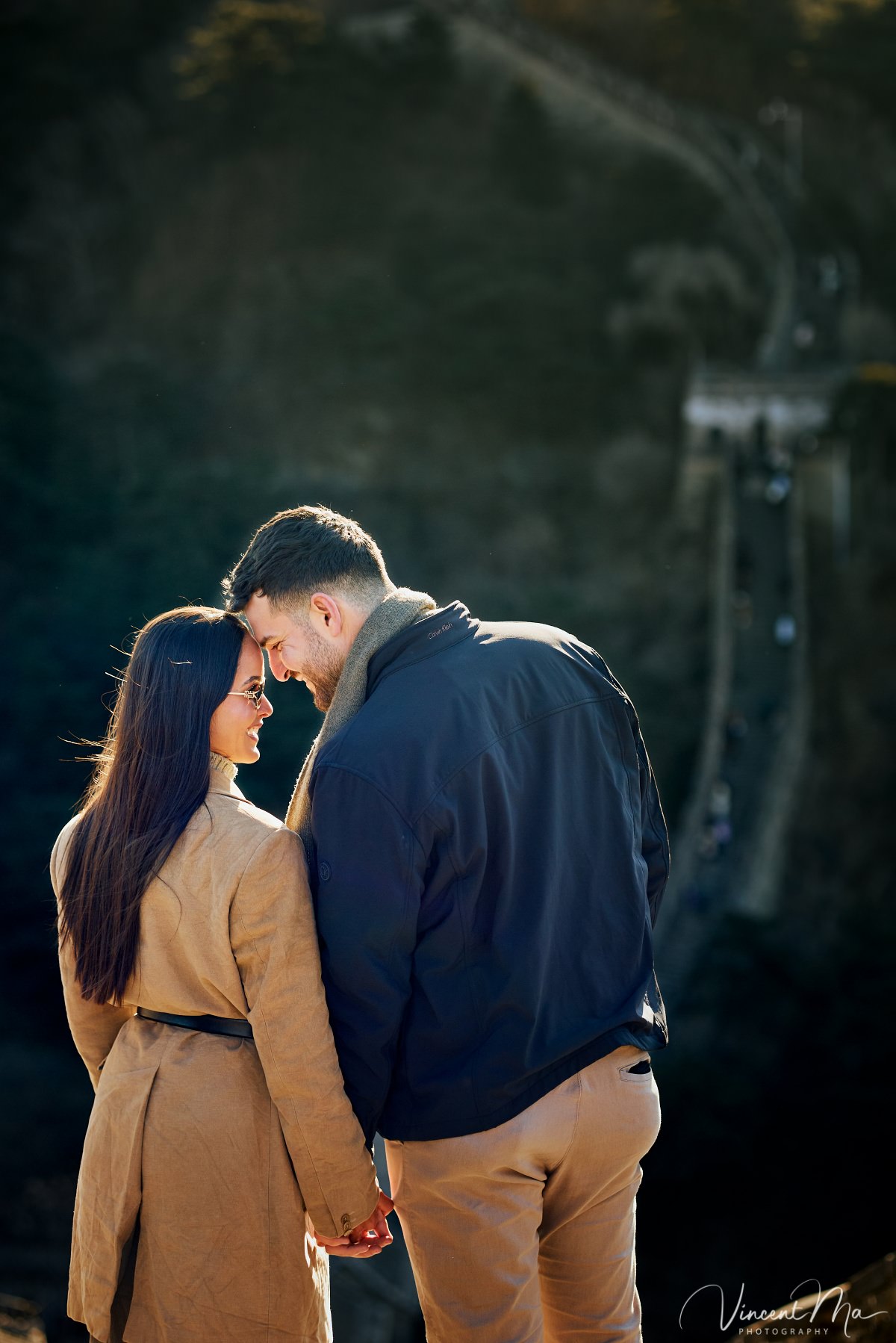 Couple celebrating Mutianyu Great Wall Proposal 2026 at Watchtower 6