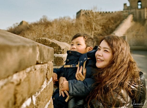 Mutianyu Great Wall family photography session in winter