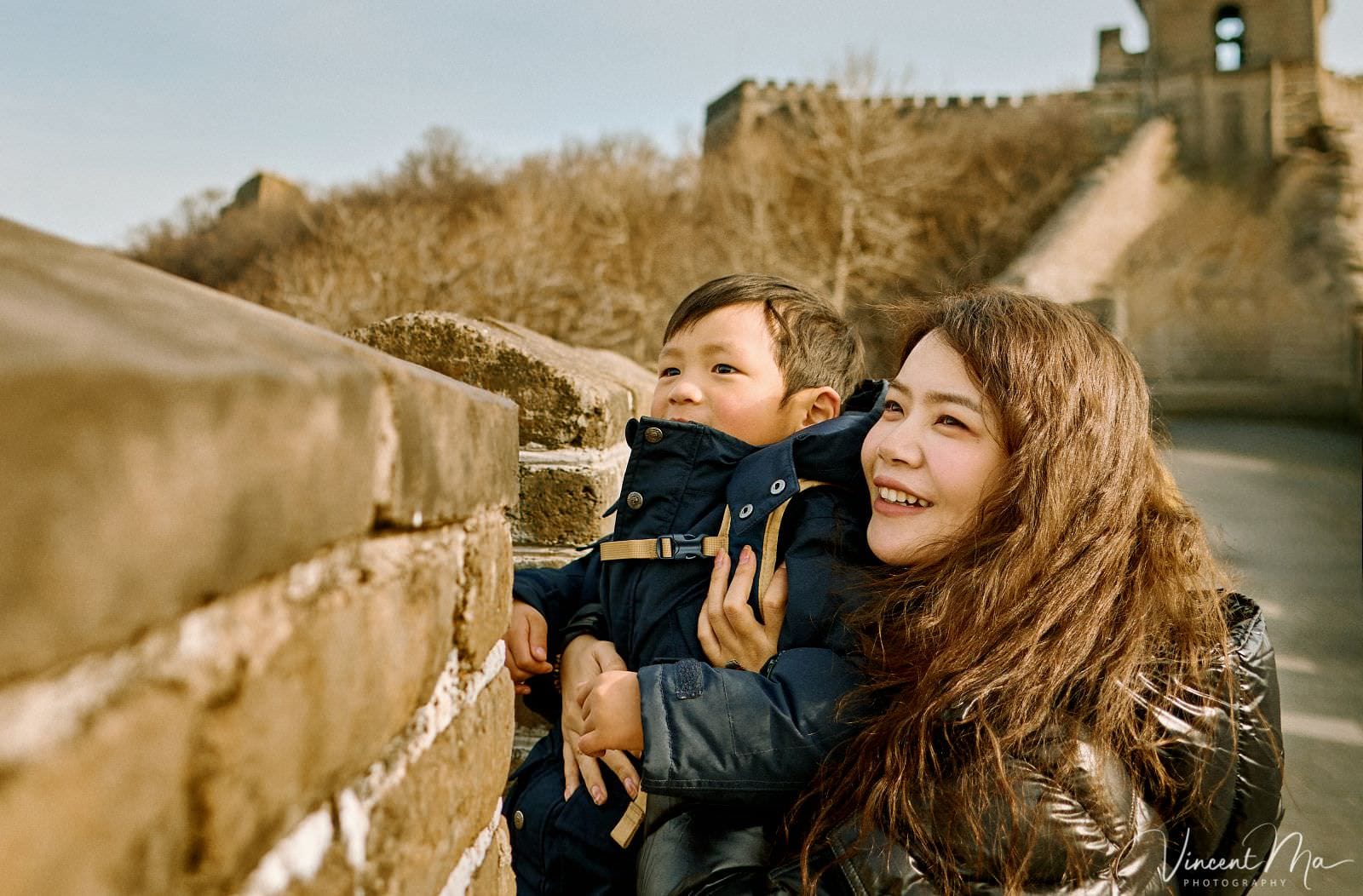 Mutianyu Great Wall family photography session in winter