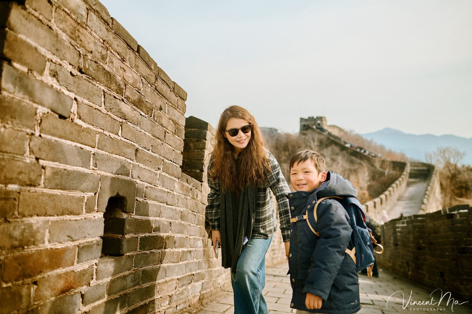 Mutianyu Great Wall family photography session in winter