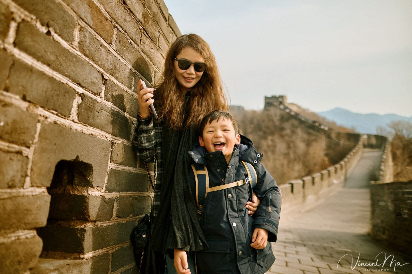 Mutianyu Great Wall family photography session in winter