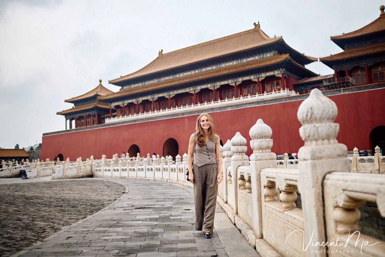 Solo travel photographer Beijing capturing fashion portraits in the Forbidden City
