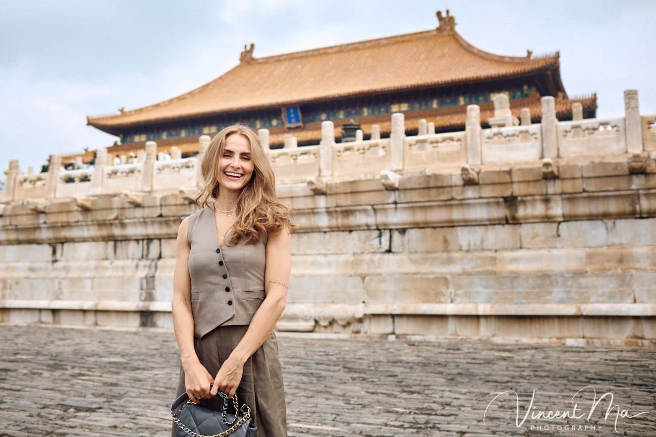 Solo travel photographer Beijing capturing fashion portraits in the Forbidden City
