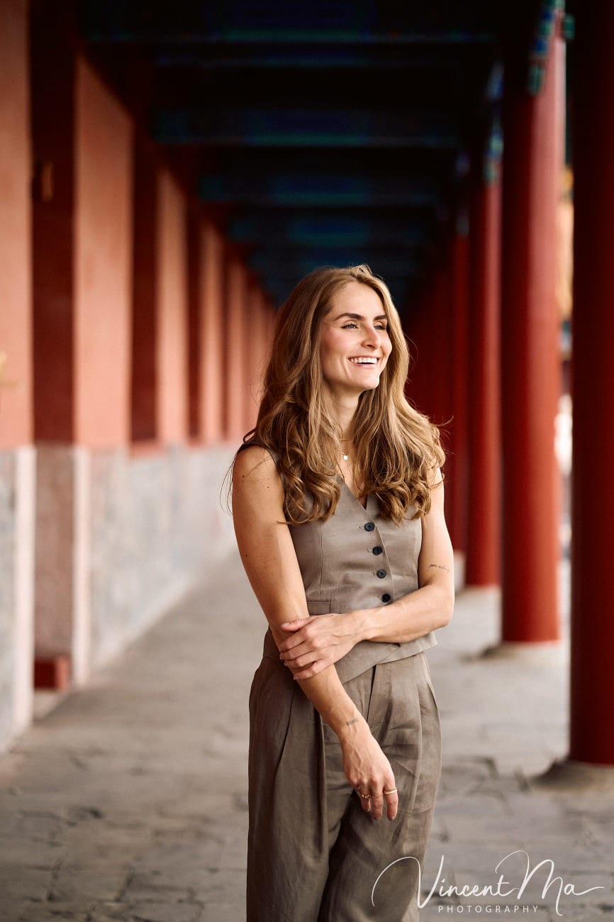 Solo travel photographer Beijing capturing fashion portraits in the Forbidden City