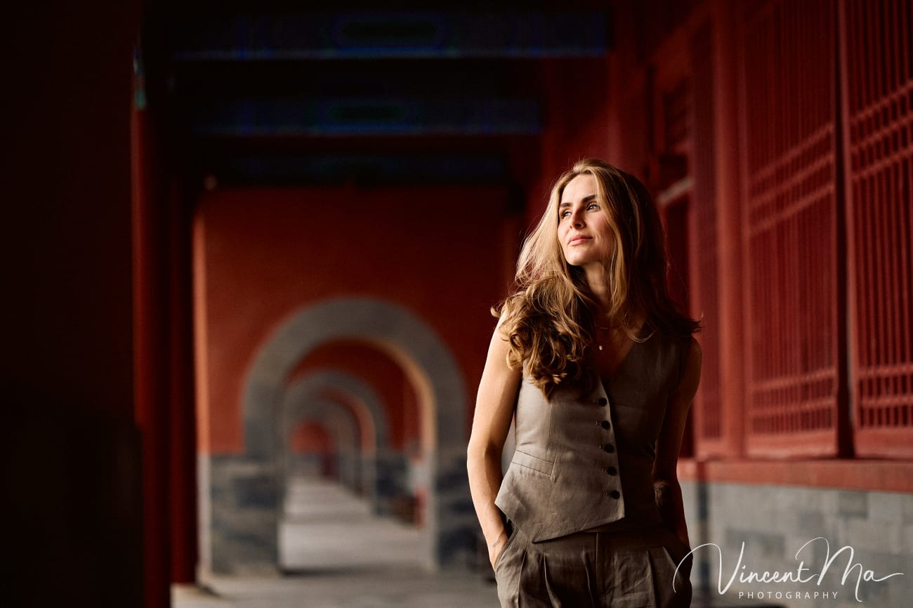 Solo travel photographer Beijing capturing fashion portraits in the Forbidden City