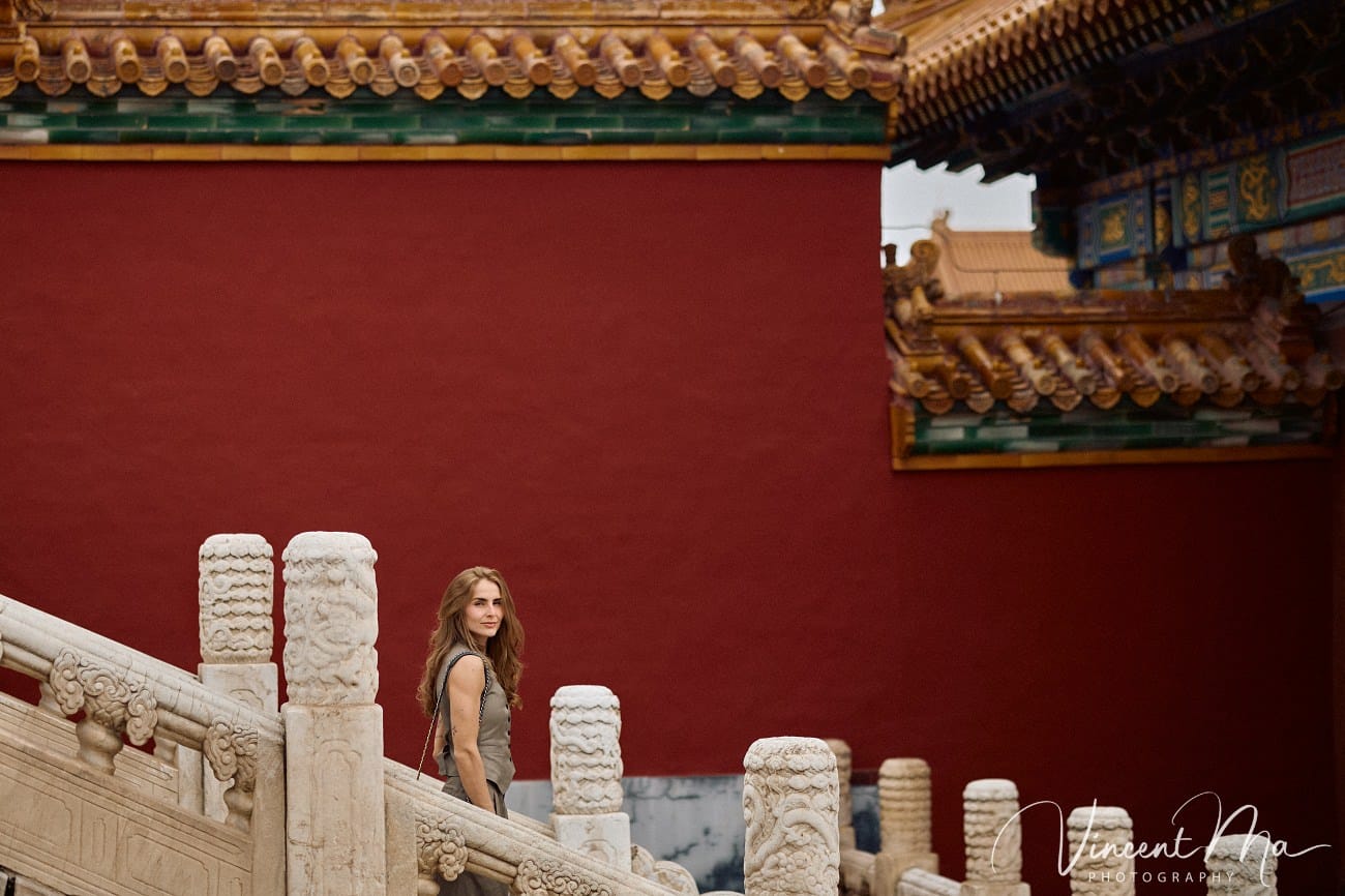 Solo travel photographer Beijing capturing fashion portraits in the Forbidden City