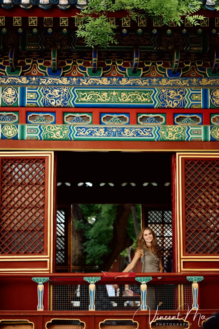 Cinematic personal portraits at the Forbidden City red walls by Vincent Ma Visuals.