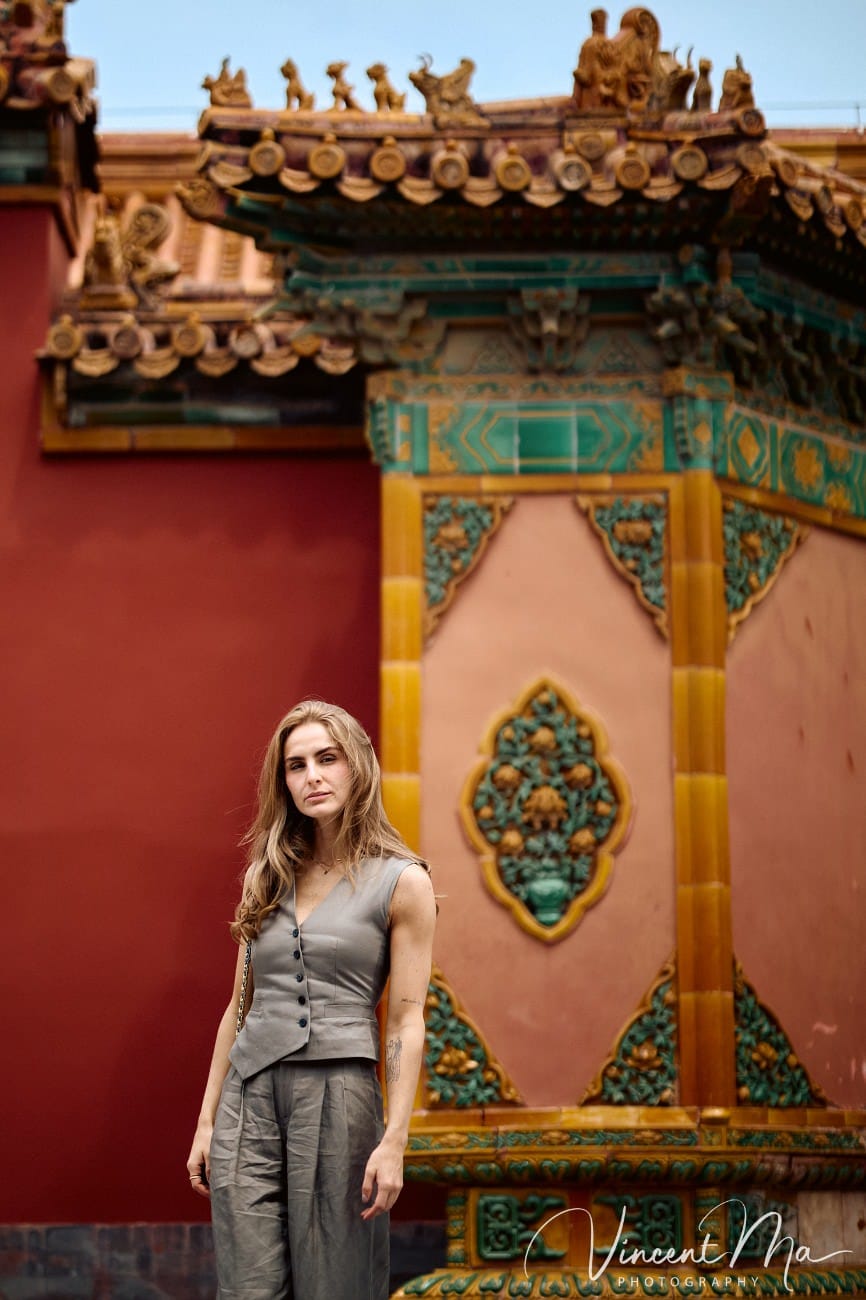 Cinematic personal portraits at the Forbidden City red walls by Vincent Ma Visuals.